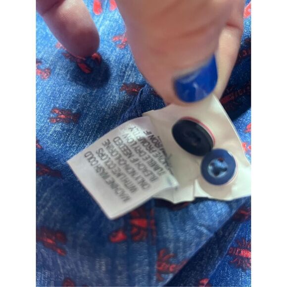 Johnston Murphy Shirt Mens Large Blue Lobster Print Short Sleeve Casual - Picture 4 of 8